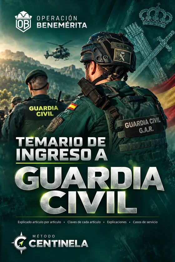 Portada del temario de ingreso a Guardia Civil de Operación Benemérita, Método Centinela